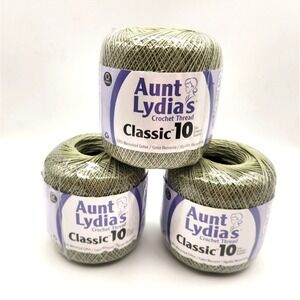 Aunt Lydia's Classic Cotton Crochet Thread Size 10 Lot Of 3 Frosty Green 0661